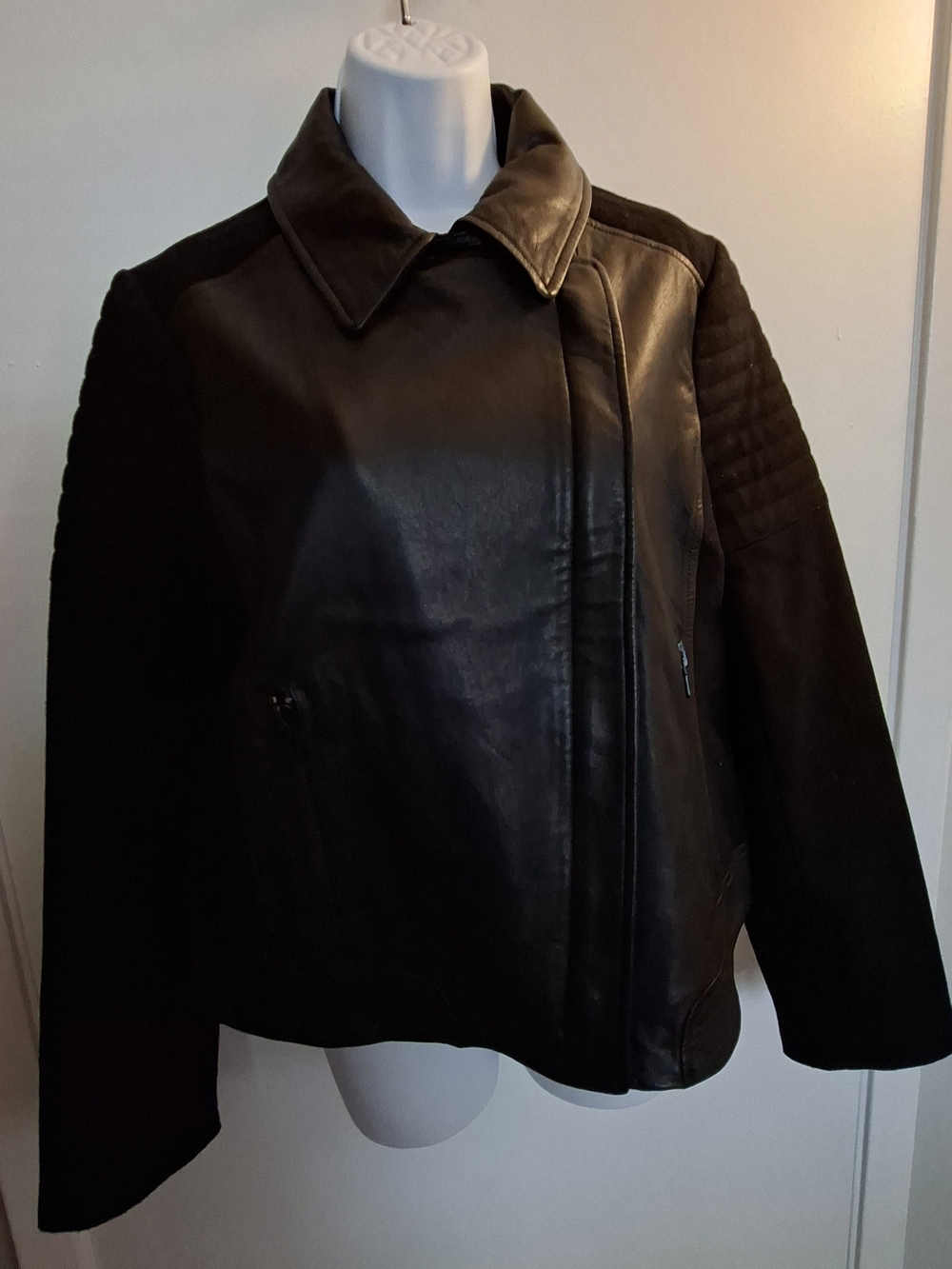 Vince Black Leather & Fabric Jacket